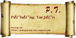 Páhány Tarján névjegykártya
